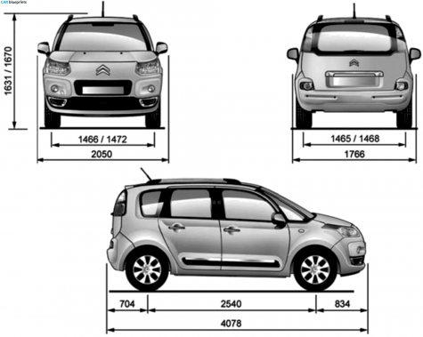 2008 Citroen C3 Picasso Minivan blueprint