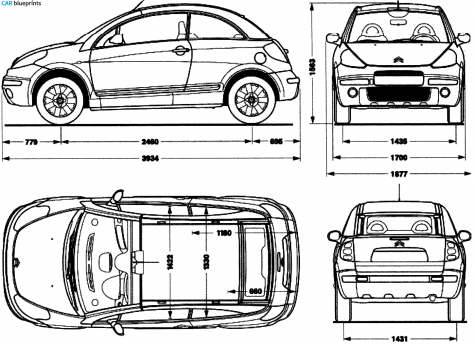 2003 Citroen C3 pluriel Hatchback blueprint