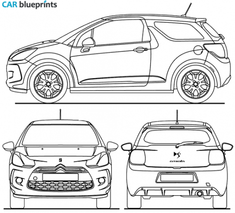 2010 Citroen DS3 Hatchback blueprint