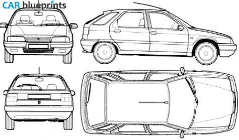 1992 Citroen ZX 5-door Hatchback blueprint