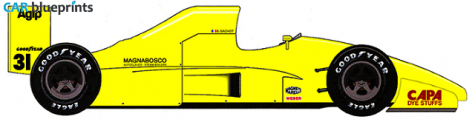 1990 Coloni C3C Ford DFR V8 F1 OW blueprint