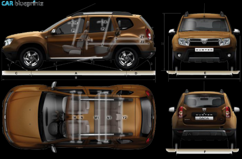 2011 Dacia Duster SUV blueprint