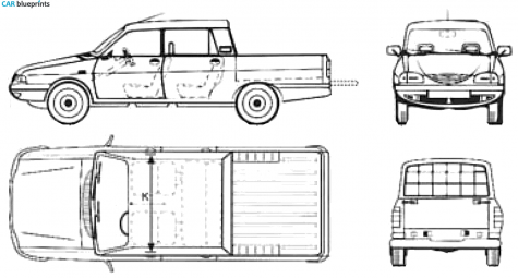 1992 Dacia 1307 Double Cab Pick-up blueprint