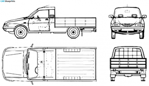 1985 Dacia 1307 Drop Side Pick-up blueprint