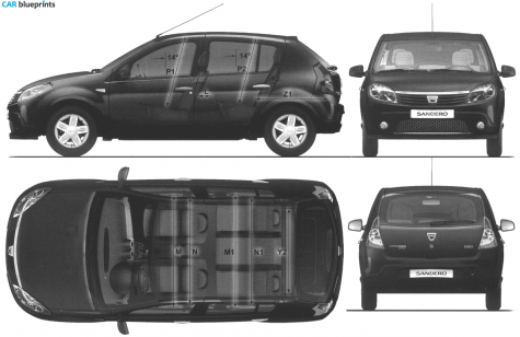 2008 Dacia Sandero Hatchback blueprint