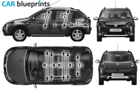 2009 Dacia Sandero Stepway SUV blueprint