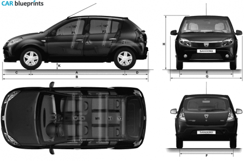 2007 Dacia Sandero Hatchback blueprint