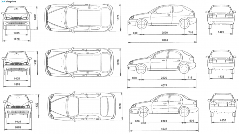 1997 Daewoo Lanos Hatchback blueprint