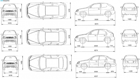 1997 Daewoo Lanos Hatchback blueprint