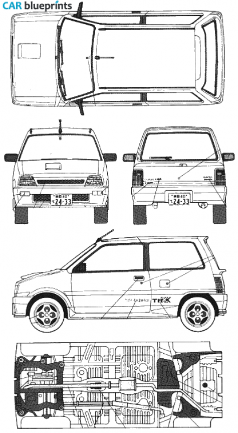 1980 Daihatsu Mira TR XX Tohge Hatchback blueprint