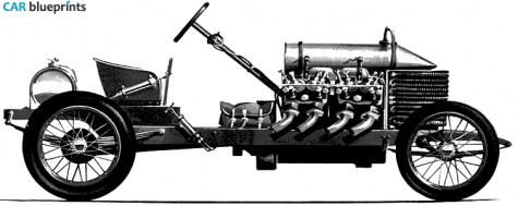 1905 Darracq V8 Land Speed Rekord Car OW blueprint