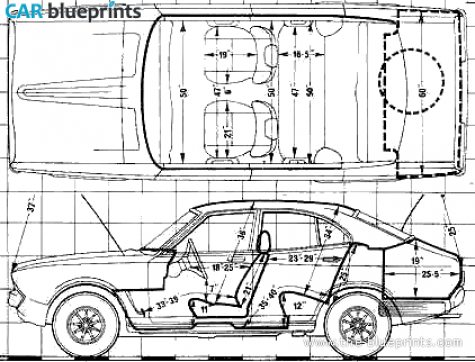 1976 Datsun 140J Violet Hatchback blueprint