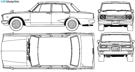 1969 Datsun Skyline c10 gt-r 4-door Coupe blueprint