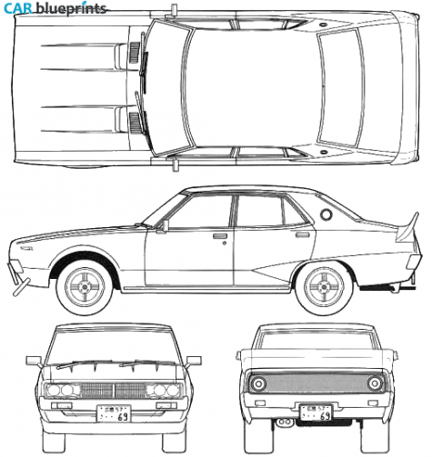 1974 Datsun Skyline GTX Sedan blueprint