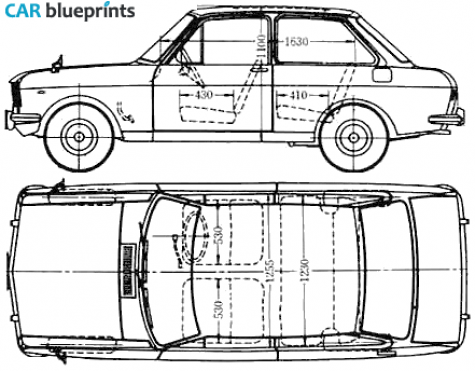 1968 Datsun Sunny B10 2-door Hatchback blueprint