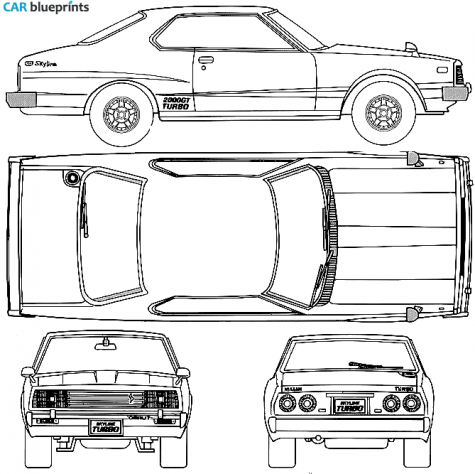 1977 Datsun Skyline 2000GT T C211 Hardtop Coupe blueprint