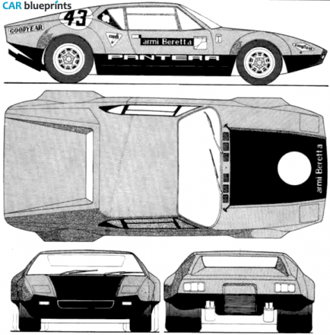 1971 De Tomaso Pantera Coupe blueprint