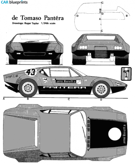 1972 De Tomaso Pantera Race Coupe blueprint