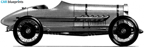 1924 Delage V12 106L Land Speed Rekord Car OW blueprint