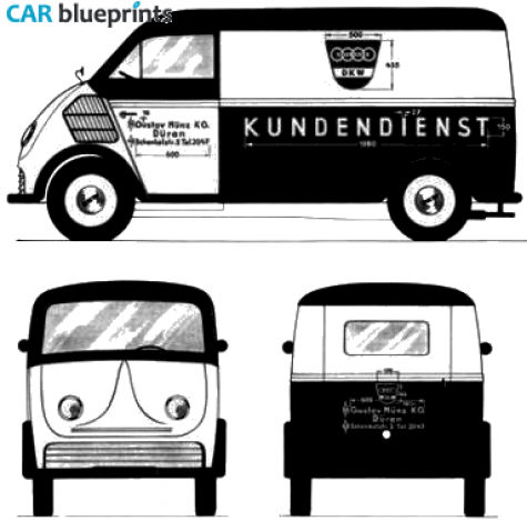 1959 DKW 900 Kombi Schnellaster Van blueprint