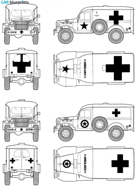 1940 Dodge WC-54 Ambulance Van blueprint