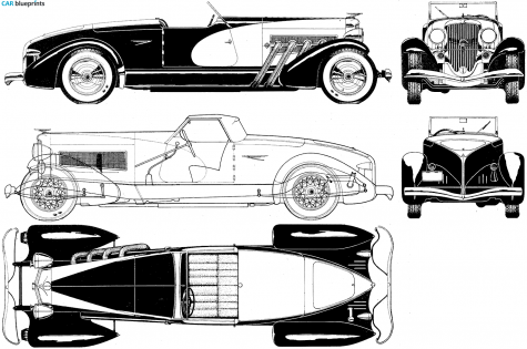 1933 Duesenberg Model SSJ Cabriolet blueprint