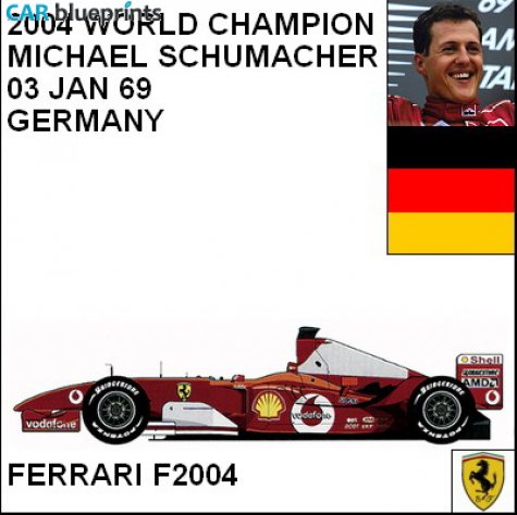 2004 Ferrari F2004 F1 OW blueprint