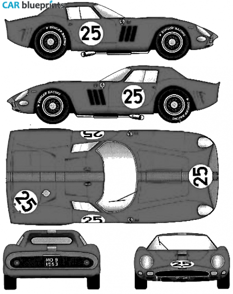 1964 Ferrari 250 GTO Le Mans Coupe blueprint