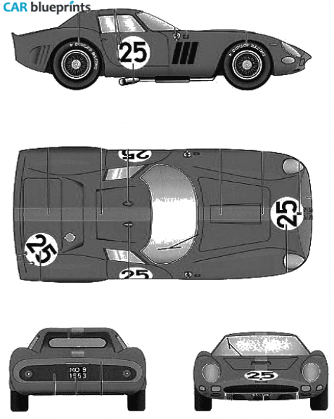 1964 Ferrari 250 GTO Del no. 25 Coupe blueprint