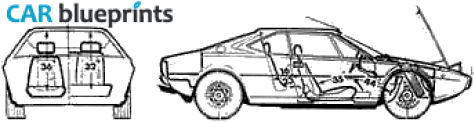 1974 Ferrari 308 GT4 Dino Coupe blueprint