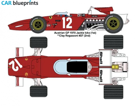 1970 Ferrari 312B Austrian GP F1 OW blueprint