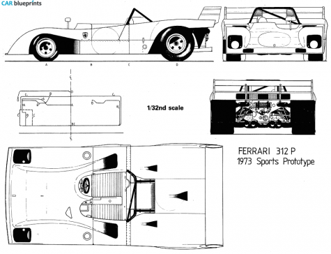 1971 Ferrari 312 PB Cabriolet blueprint