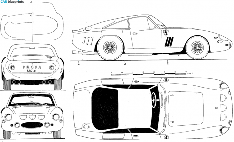 1963 Ferrari 330 LM Berlinetta Coupe blueprint