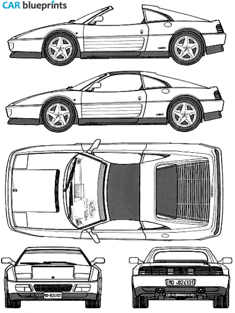 1989 Ferrari 348 TS Targa blueprint