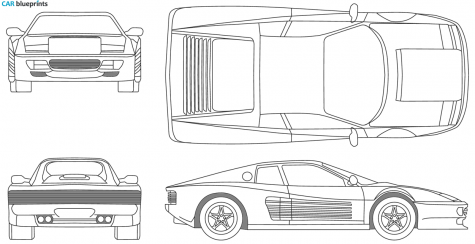 1984 Ferrari 512 TR Testarossa Coupe blueprint