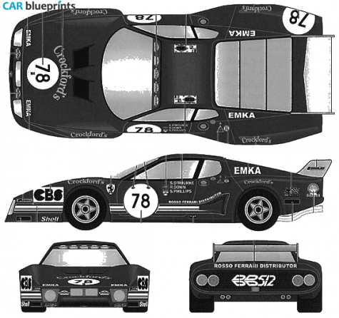 1980 Ferrari 512 BB Le Mans Crockfords Coupe blueprint