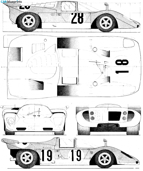 1970 Ferrari 512 S Daytona Coupe blueprint