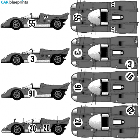 1970 Ferrari 512 S Shot Tail Vera Targa blueprint