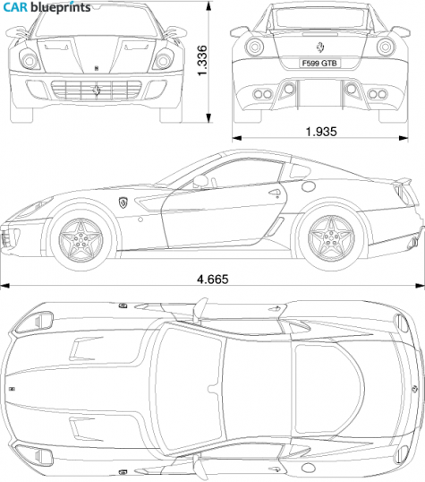 2009 Ferrari 599 GTB Fiorano Coupe blueprint