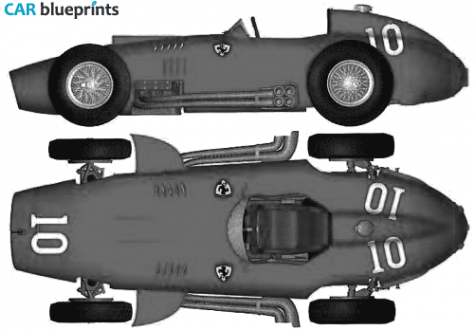 1957 Ferrari 801 Short Nose F1 GP OW blueprint