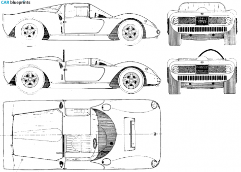 1969 Ferrari Dino 166 P Coupe blueprint