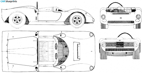 1965 Ferrari Dino 166 P Monza Targa blueprint