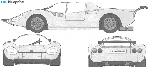 1969 Ferrari Dino 206 GT Competizione Coupe blueprint