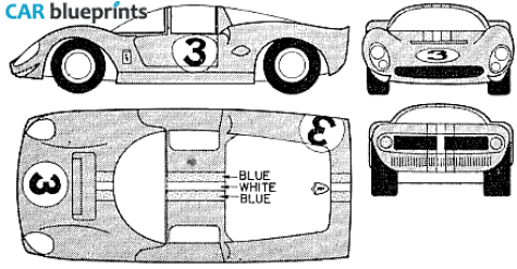 1965 Ferrari Dino 206 Coupe blueprint