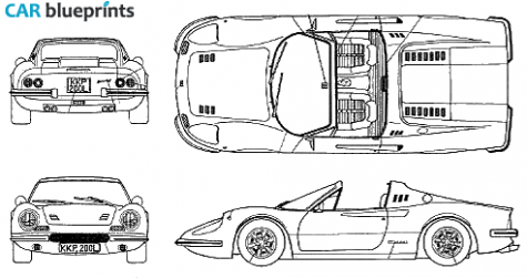 1972 Ferrari Dino 246 GTS Targa blueprint