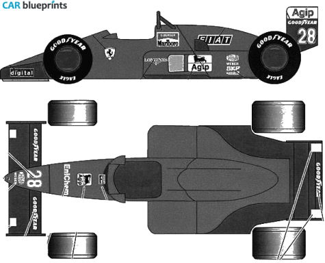 1988 Ferrari F187 88 C Italy GP OW blueprint