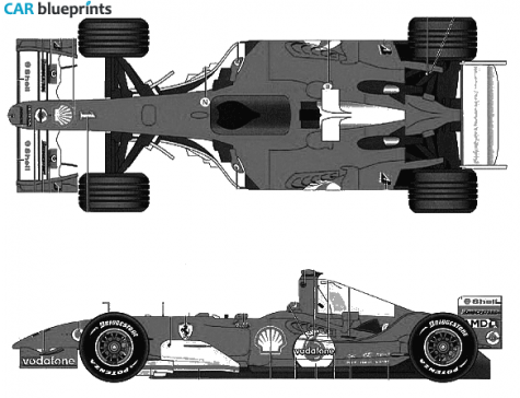 2004 Ferrari F2004 F1 San Marino GP OW blueprint