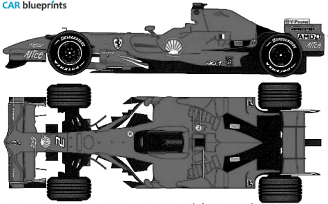 2008 Ferrari F2008 F1 GP OW blueprint