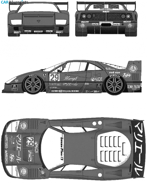 1996 Ferrari F40 Le Mans Suzuka Shell Coupe blueprint