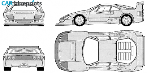 1989 Ferrari F40 Competizione Coupe blueprint